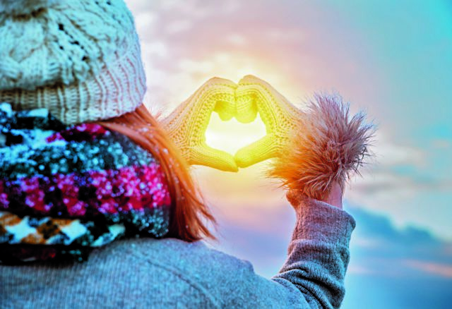 Carefree,Woman,Holding,Winter,Sun